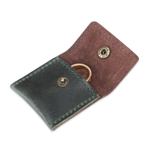 The Antiq Ring Pouch Leather Ring Case Wedding Ring Case Engagement Ring Pouch Bride & Groom Jewellery Storage Ring Bearer Leather Ring Holder Handmade (Green)